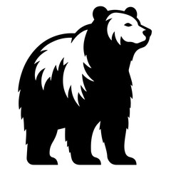 Clean black and white vector silhouette of a bear on white background
