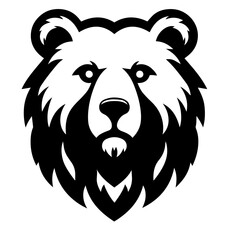 Clean black and white vector silhouette of a bear on white background
