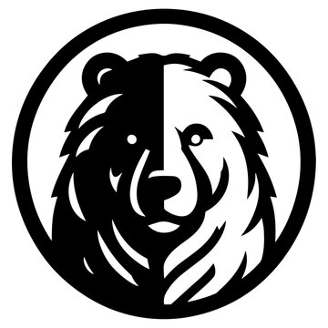 Clean black and white vector silhouette of a bear on white background