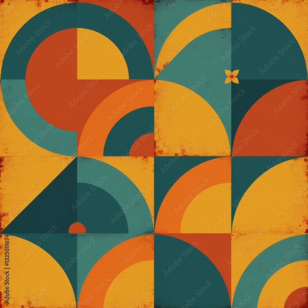 Aufkleber abstract geometric pattern with vibrant colors and shapes in a modern design
