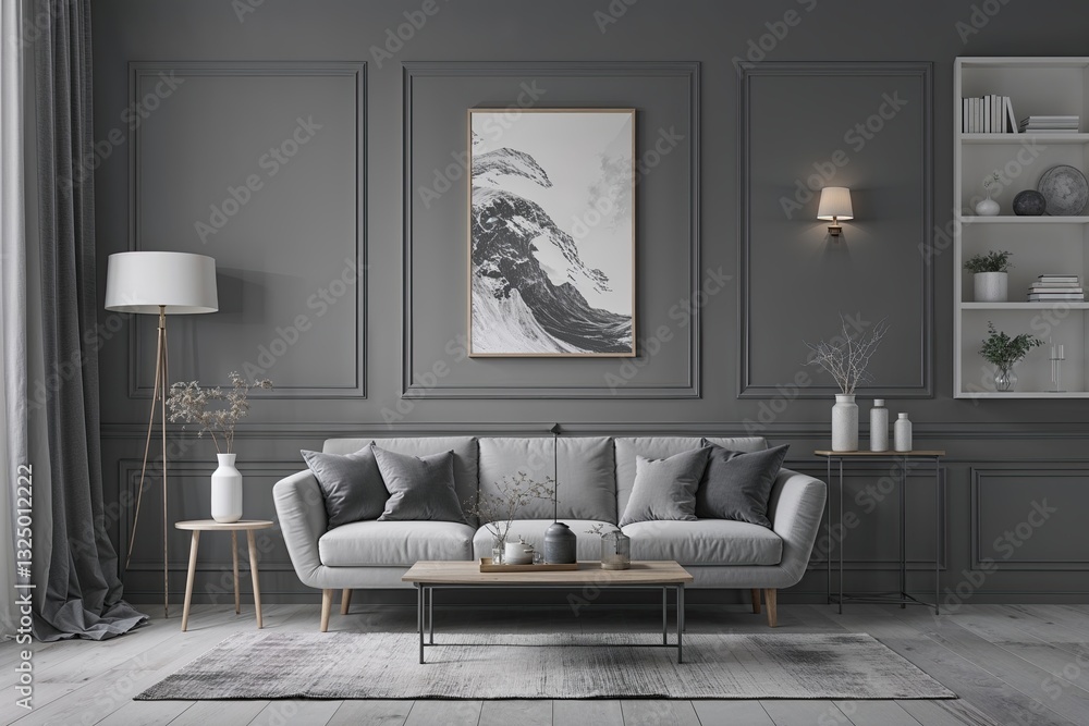 Poster elegant gradient gray backdrop - monochrome canvas design for aesthetic background