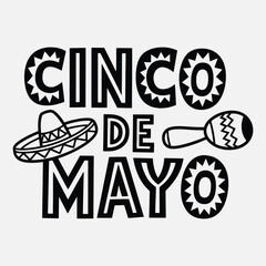 Cinco de Mayo Mexican greeting card. Hand lettering design. Vector illustration.