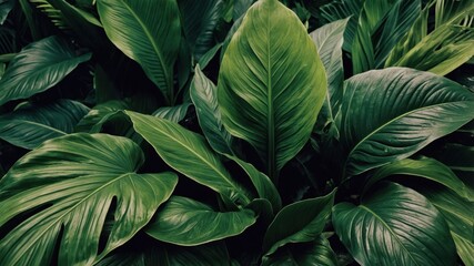deep green tropical leaves backgronud