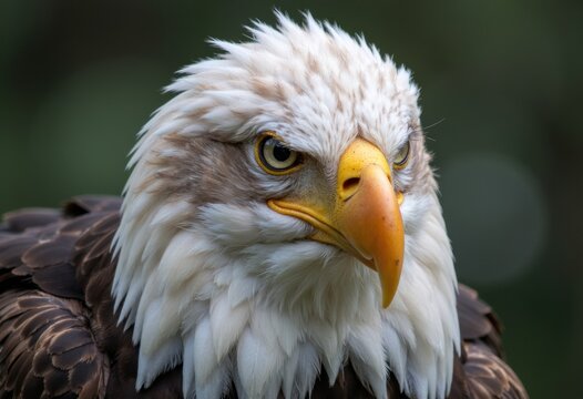 A close-up of a majestic bald eagle showcasing its striking features - Powered by Adobe