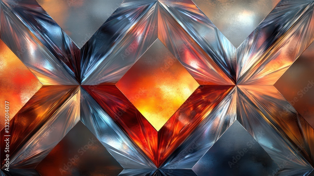 Poster symmetric diamond-shaped pattern with metallic reflections