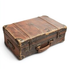 Vintage leather suitcase, worn and weathered, speaks of journeys past. Its rich brown hues and sturdy build whisper tales of adventure.
