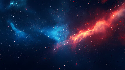 Obraz premium A blue flame and red flame, with sparks and glowing dust with an abstract magic effect. Nebula Sparks. Illustration