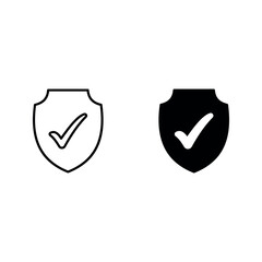 Shield check mark icon set color editable on white background
