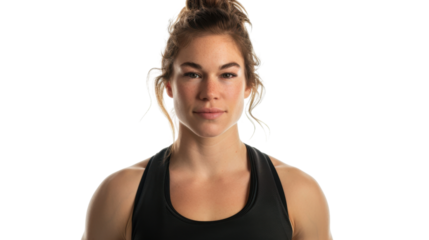 Studio shot of strong female athlete with transparent background