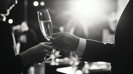 Monochrome elegance champagne cheers celebration success formal occasion party