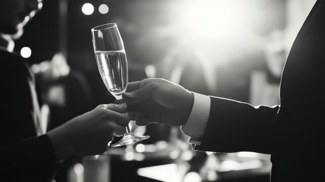 Monochrome elegance champagne cheers celebration success formal occasion party