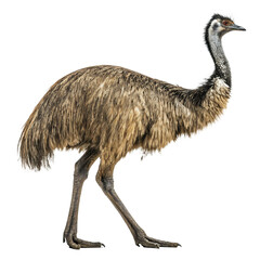 Majestic Emu Walking Isolated White