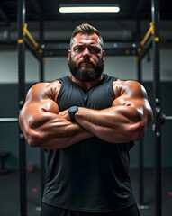 huge powerlifter staying at gym