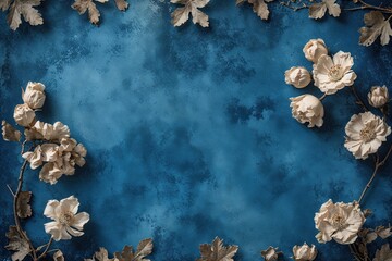 Antique Blue Backdrop Texture with Vintage Writable Paper in Classic Royal Shade