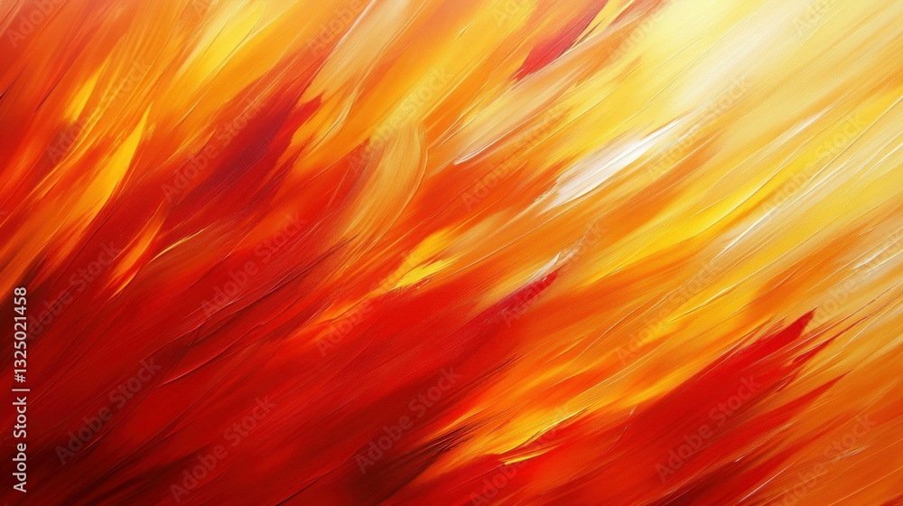 Wall mural painted strokes in warm hues. abstract background of fiery color blending