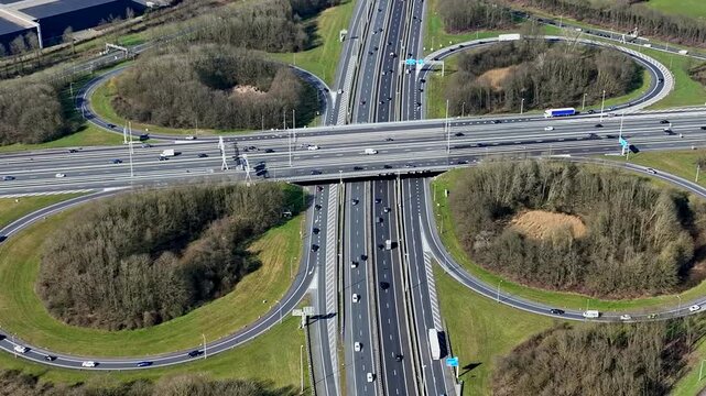 Aerial from Junction Hoevelaken near Amersfoort in the Netherlands