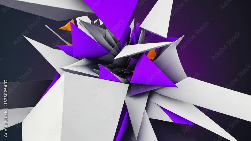 Aufkleber abstract 3d geometric shape with sharp edges in purple and white perfect for futuristic digital desi