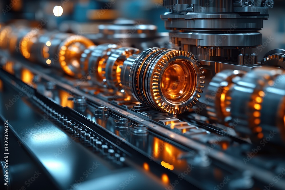 Poster close-up view of automatic gears in motion showcasing intricate engineering details