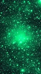 Fototapeta premium Green celestial cluster of stars in the cosmos