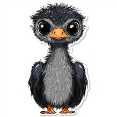 Fototapeta premium Adorable cartoon emu chick with big eyes. Perfect for children's books or whimsical designs.
