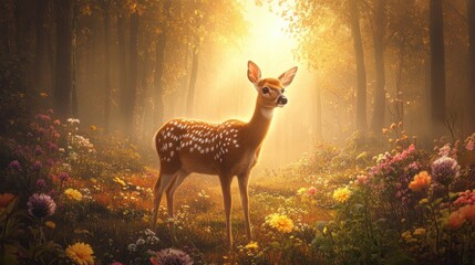 Fototapeta premium Deer in Spring forest.