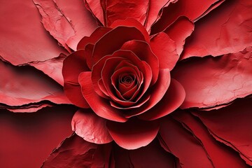 Bold Crimson Paper Texture with Vintage Aged Design in Abstract Bright Red