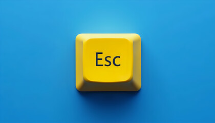a yellow computer key with the word "ESC" on it