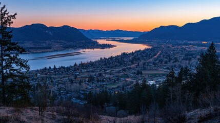Sunset over the City and Mountains