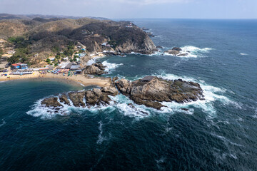 El Faro de Bucerias beach in the municipality of Aquila, Michoacan, Mexico. buserias, vuserias, vucerias.