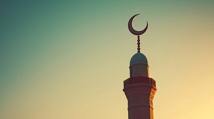 minaret of mosque at dawn