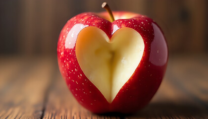 Fototapeta premium an apple with a heart cut out of it