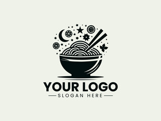 Noodle Bowl Vector Logo Illustration, Ramen Bowl Illustration Logo