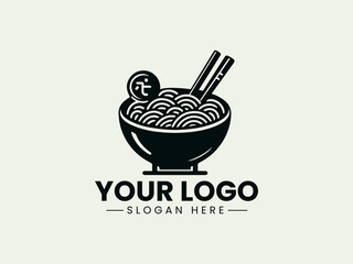 Noodle Bowl Vector Logo Illustration, Ramen Bowl Illustration Logo