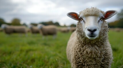 Fototapeta premium Sheep grazing in a field