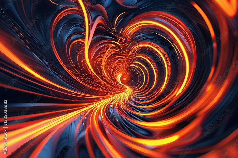 Poster luminous orange spiral forms: dynamic abstract background design