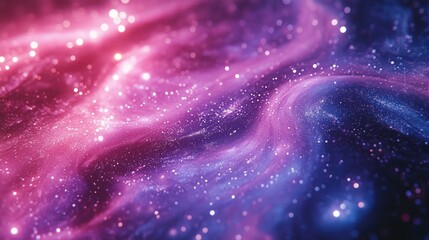 Swirling cosmic dust cloud in vivid pink and blue nebulous space background
