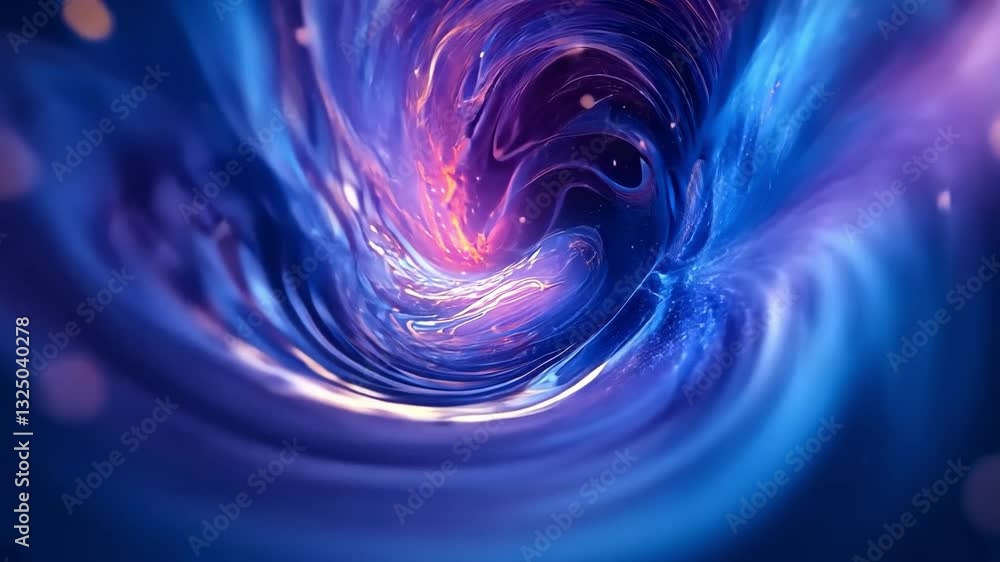 Poster an abstract representation of a swirling galaxy, featuring vibrant colors and sparkling cosmic eleme