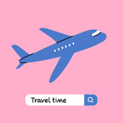 Airplane travel concept.  Flight journey, vacation planning, and air travel search illustration. Perfect for travel websites, flight booking platforms, or travel blogs.