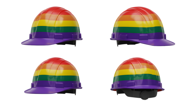 Rainbow Pride Safety Helmets Symbolizing Inclusivity and Occupational Diversity