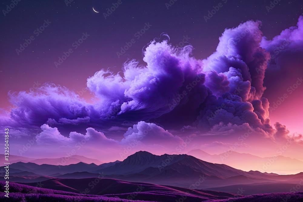 Poster vibrant lavender shadow design with dynamic dusk gradient background