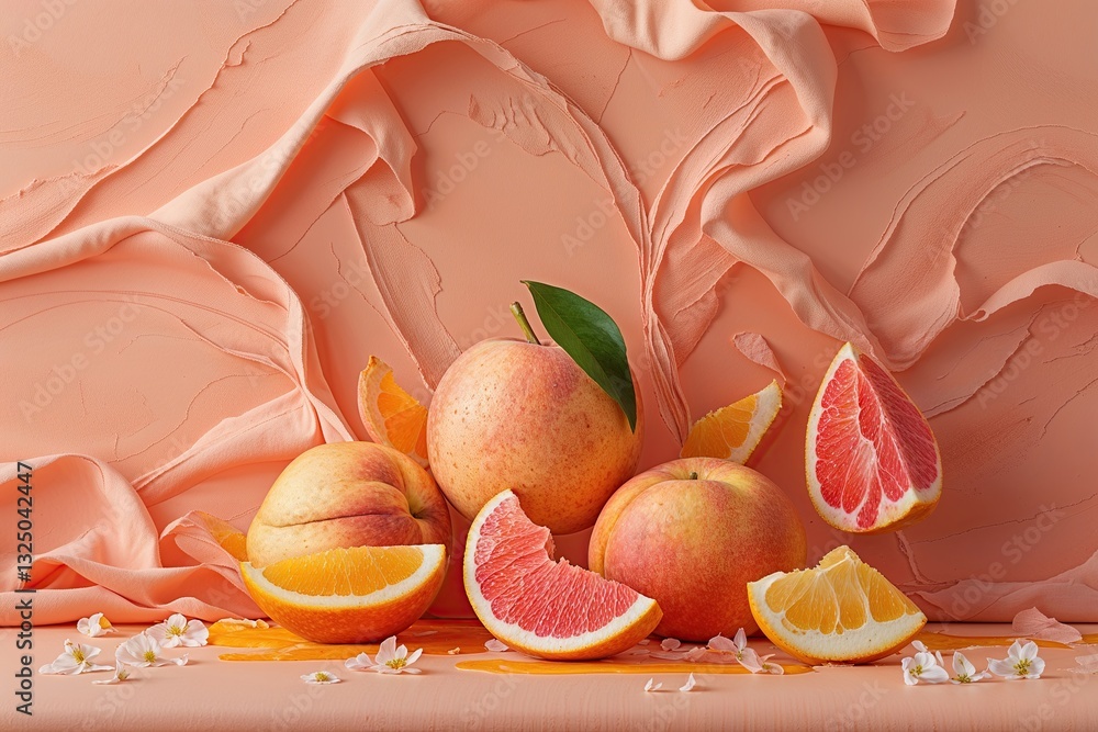 Poster a soft peach canvas drenched in warmth and vibrancy