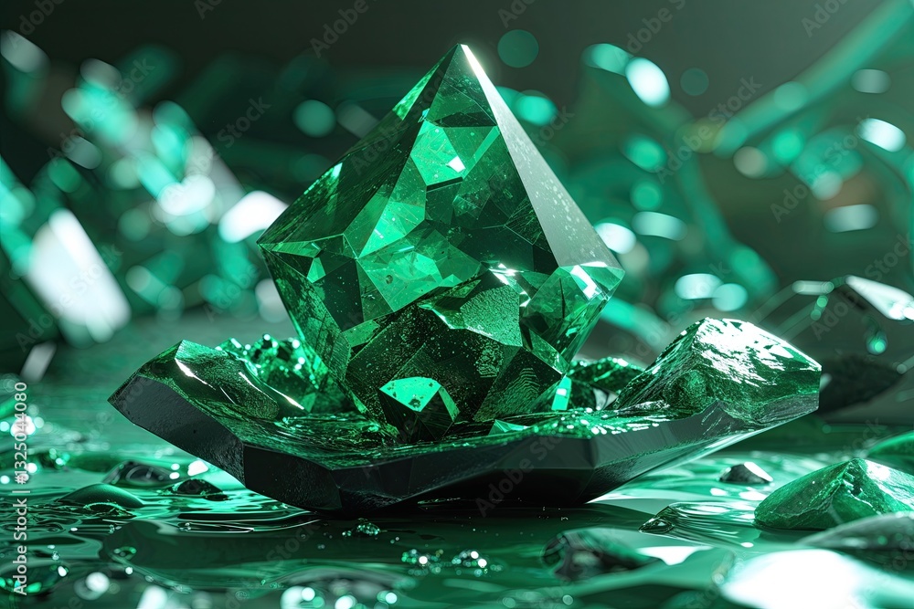 Poster three-dimensional timeless emerald abstract animation background