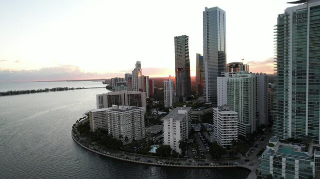 Brickel at sunset in Miami Florida