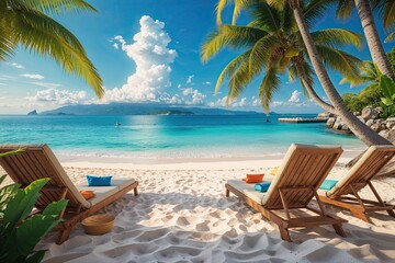 Obraz premium Vibrant Tropical Beach Experience for a Relaxing Summer Vacation