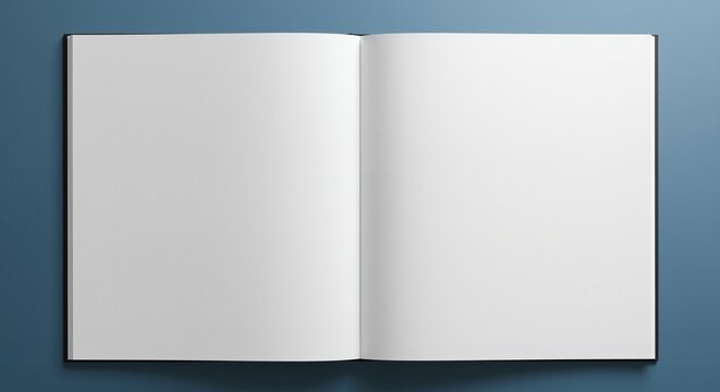 Blank open notebook on a blue table with a calm and inviting ambiance, symbolizing space for ideas and financial planning