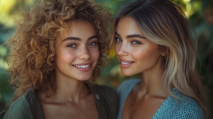 Fototapeta premium Close-up Portrait of Two Young Women