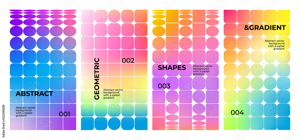 Leinwandbilder Abstract Background with Pattern Shape and Gradient. Vector Poster Graphic Design. Geometric Oval and Square Figures. Color Gradations with Shapes