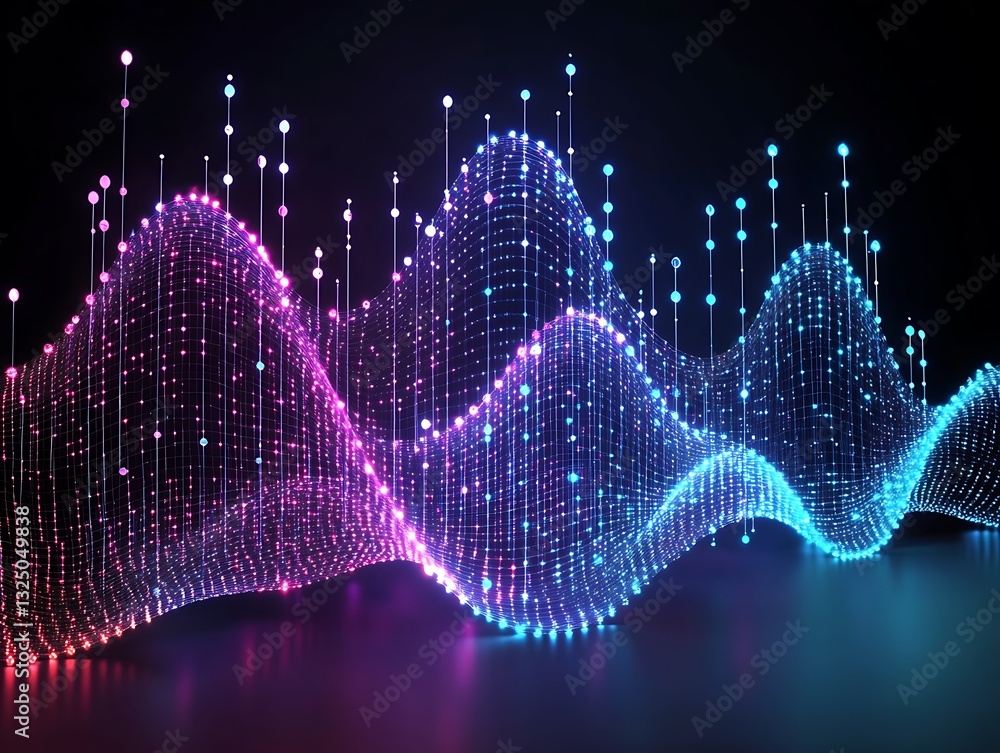 Aufkleber abstract depiction of digital data represented by colorful flowing curves