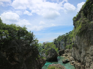 Turquoise Waters Flowing Through Rugged Cliffs