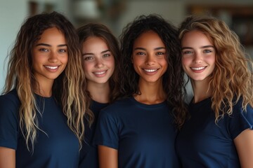 Obraz premium Portrait of Four Smiling Young Women